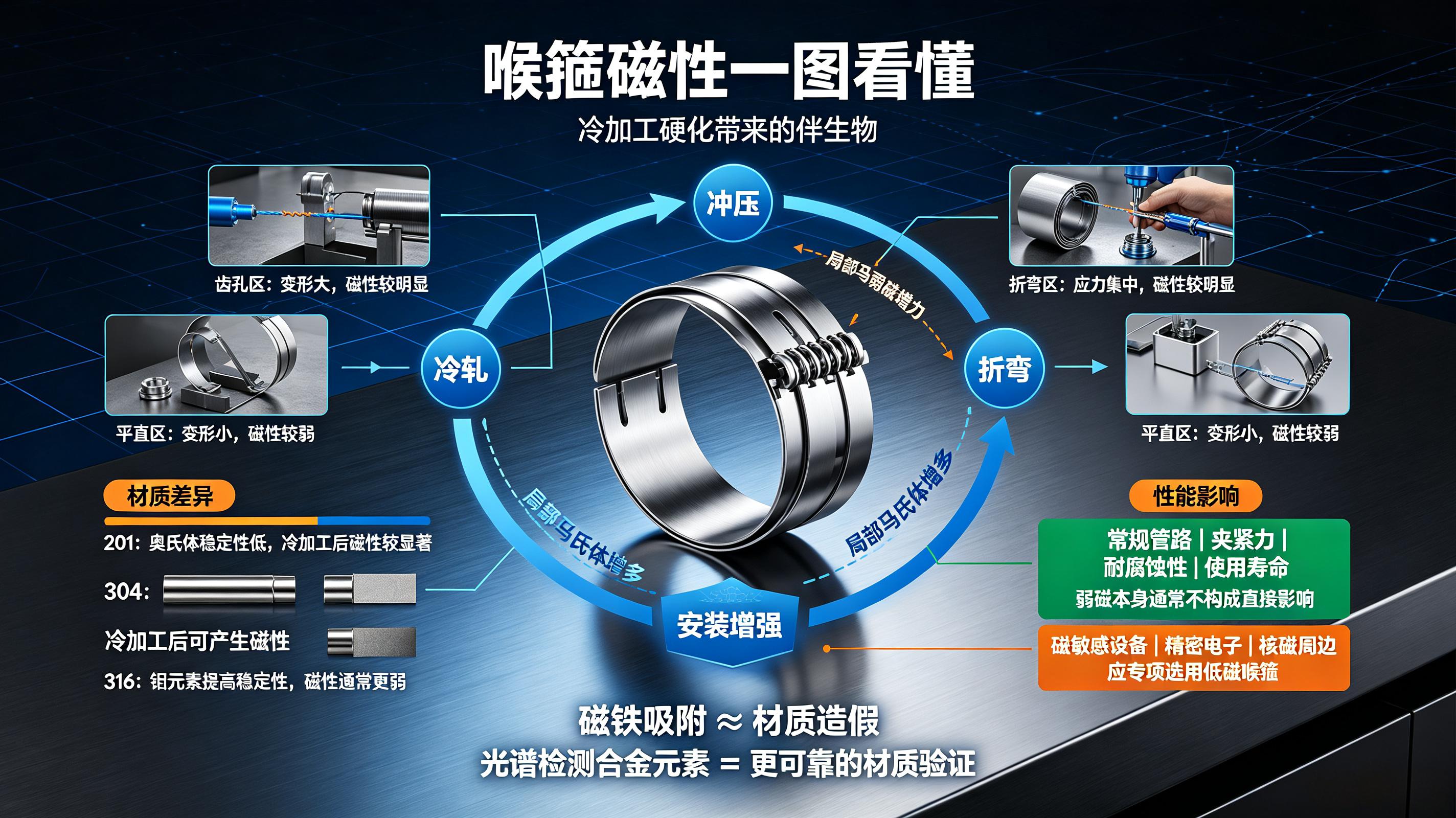喉箍产生磁性的原理、影响与行业误区